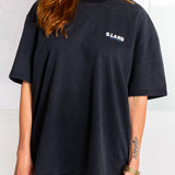 WOMEN'S SIMPLE LOGO TEE - WHITE ON BLACK WASH (Premium thick cotton)