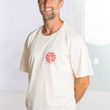 STAND CULTURE CIRCLE DRISHTI TEE - RED ON CREAM (Premium thick cotton)