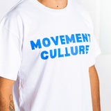 Movement Culture Tee - Summer Blue on White (Lightweight cotton)
