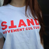 Women's Organic Crew Team Tee - Red on White